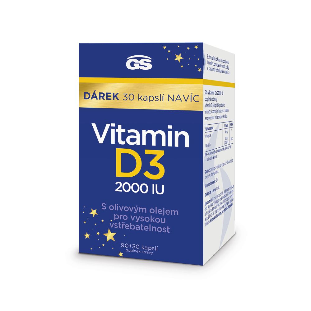 GS Vitamin D3 2000 IU 90+30 kapslí dárkové balení 2023 GS