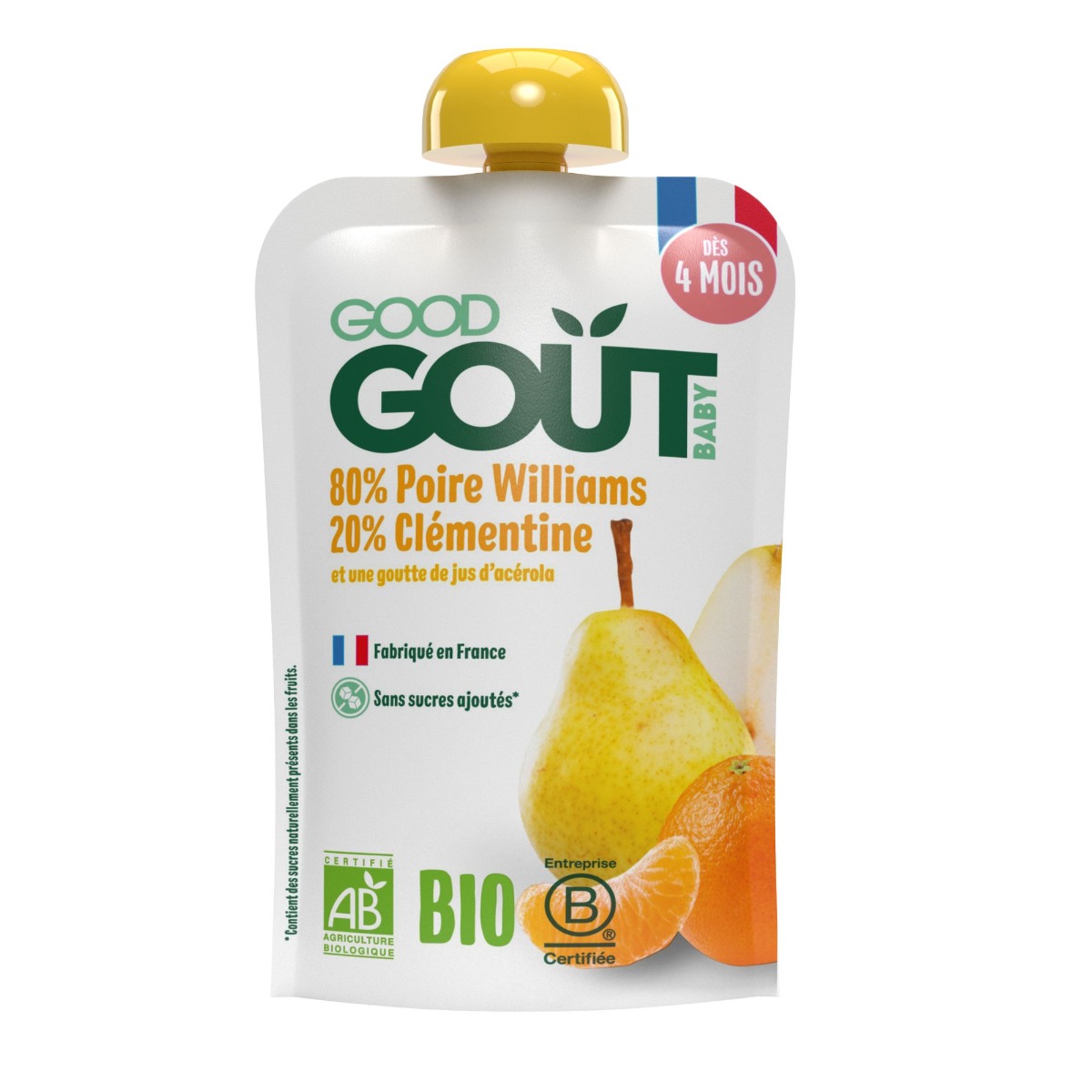 Good Gout BIO Hruška s klementinkou 4m+ kapsička 120 g Good Gout