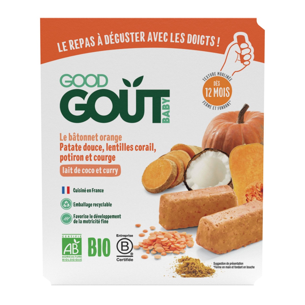 Good Gout BIO Tyčinky z červené čočky a dýně 120 g Good Gout