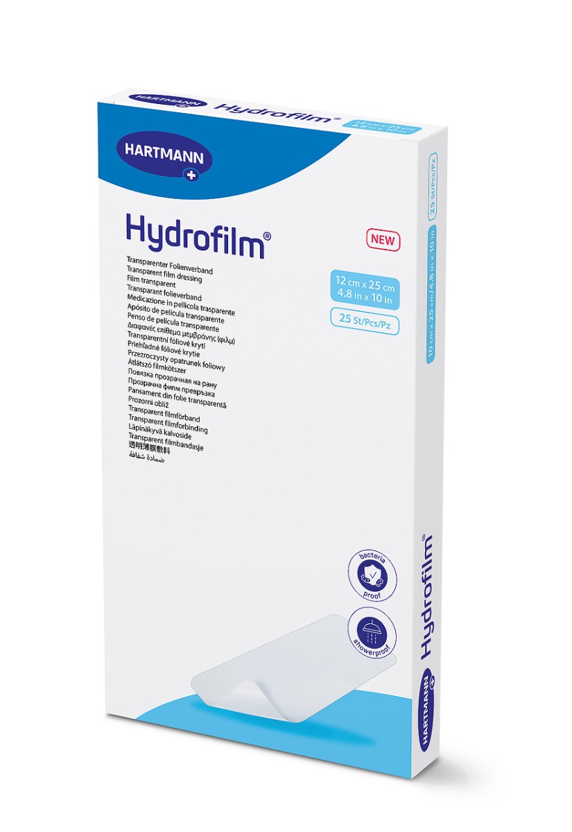 Hartmann Hydrofilm 12 cm x 25 cm náplast fixační 25 ks Hartmann
