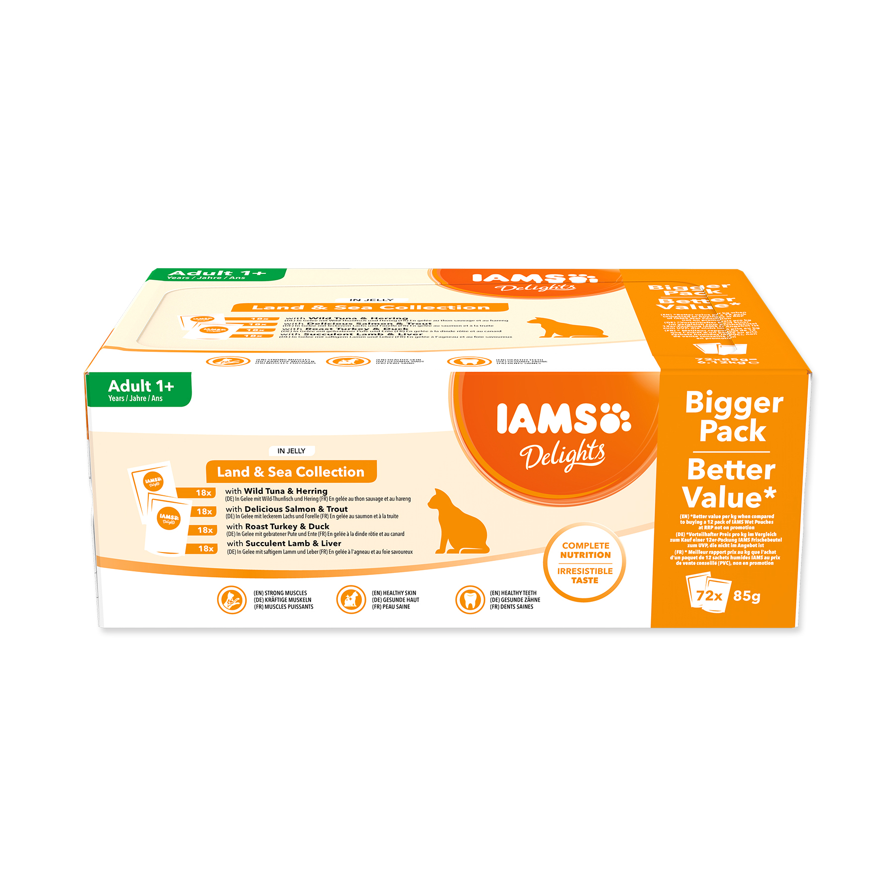 IAMS Delights Mořské a suchozemské maso v želé kapsičky multipack 72x85 g IAMS