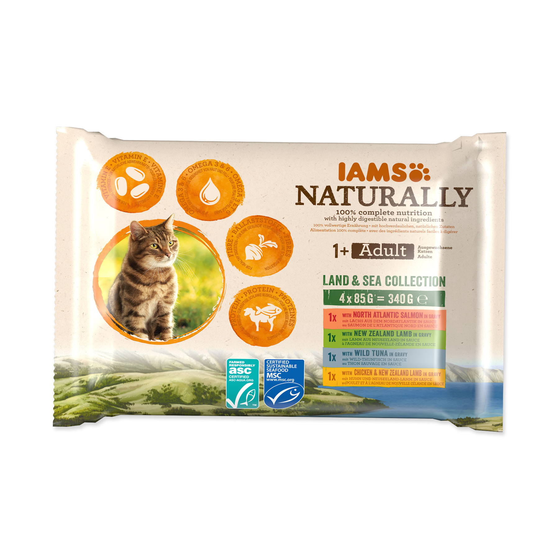 IAMS Naturally Masa v omáčce kapsičky multipack 4x85 g IAMS