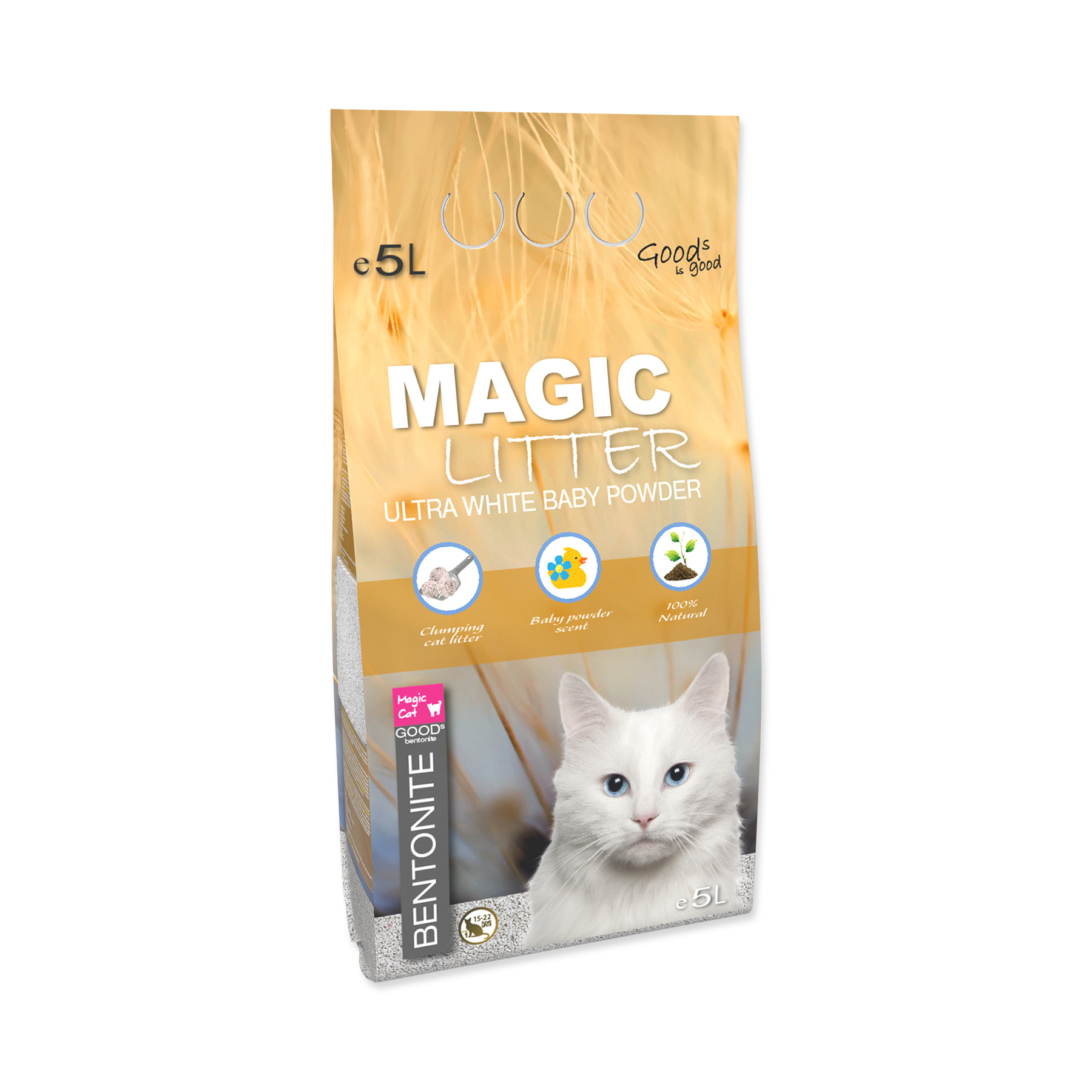 Magic Litter Bentonite Ultra White Baby Powder kočkolit 5 l Magic Litter