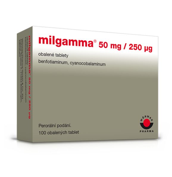 Milgamma 50 mg/250 μg 100 obalených tablet Milgamma