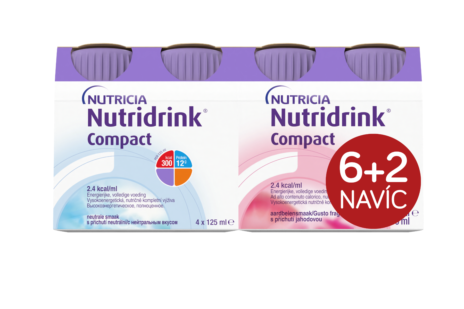 Nutridrink Compact neutral-jahoda balíček 6+2 8x125 ml Nutridrink