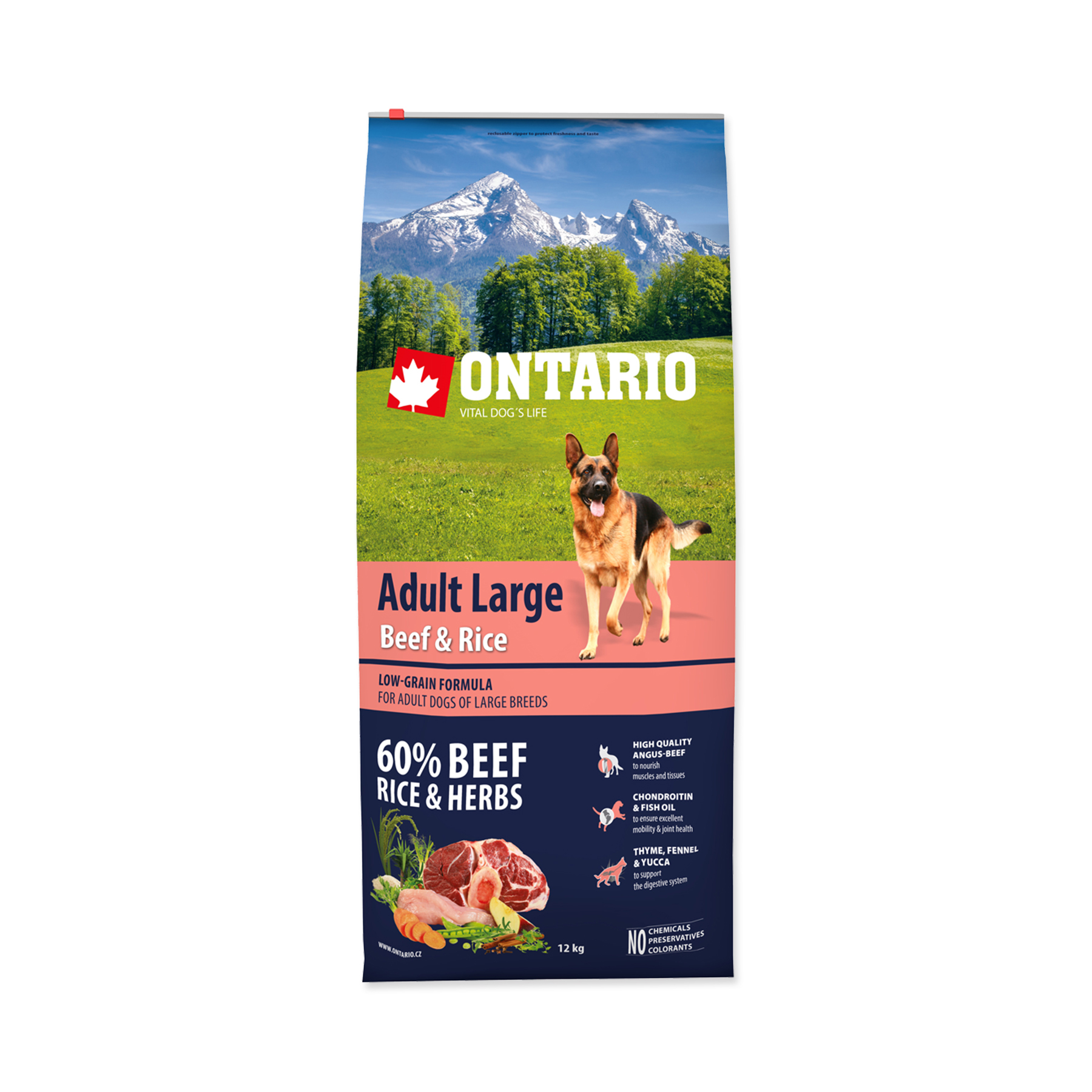 Ontario Adult Large Beef&Rice granule 12 kg Ontario