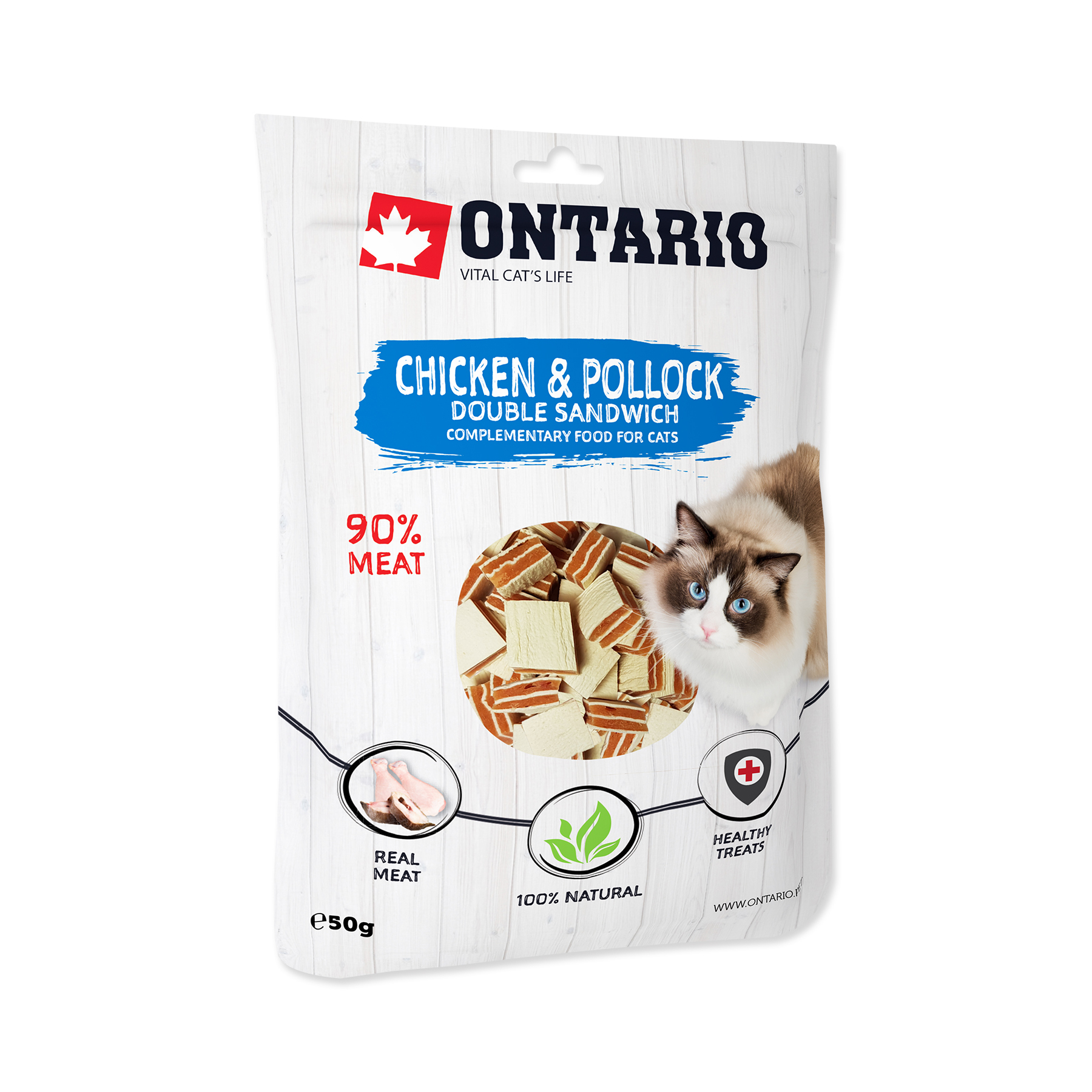 Ontario Dvojitý sendvič s kuřecím a treskou 50 g Ontario