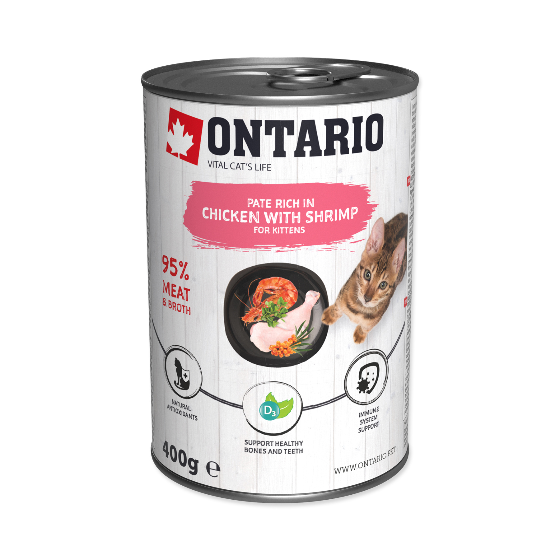 Ontario Kitten Kuřecí paté s krevetami konzerva 400 g Ontario
