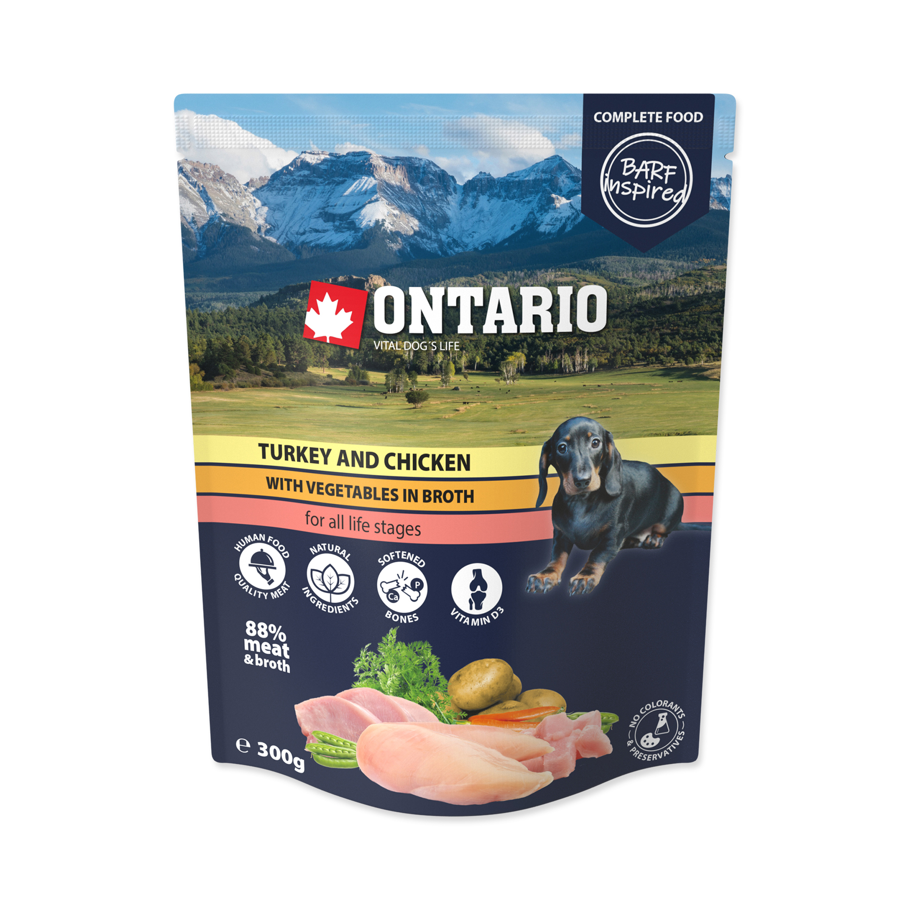 Ontario Krůtí a kuřecí se zeleninou ve vývaru kapsička 300 g Ontario