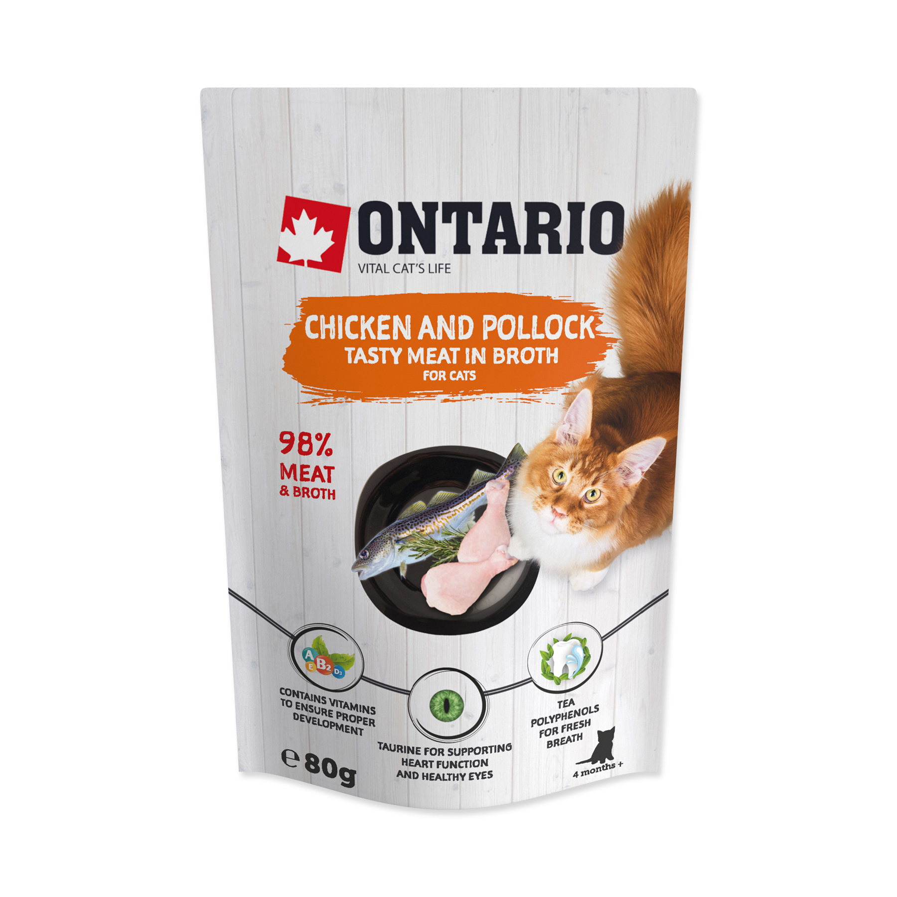 Ontario Kuřecí a treska ve vývaru kapsička 80 g Ontario