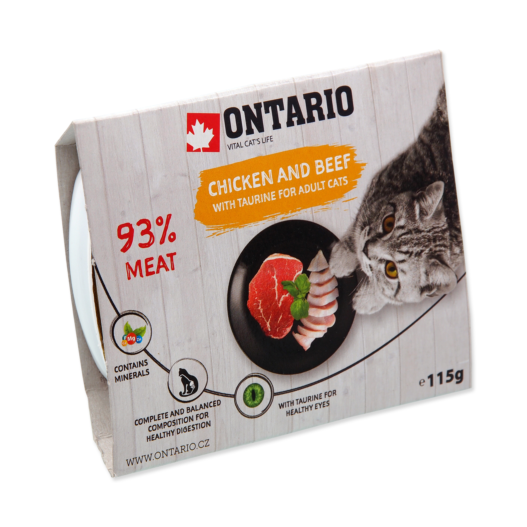 Ontario Kuřecí s hovězím a taurinem vanička 115 g Ontario