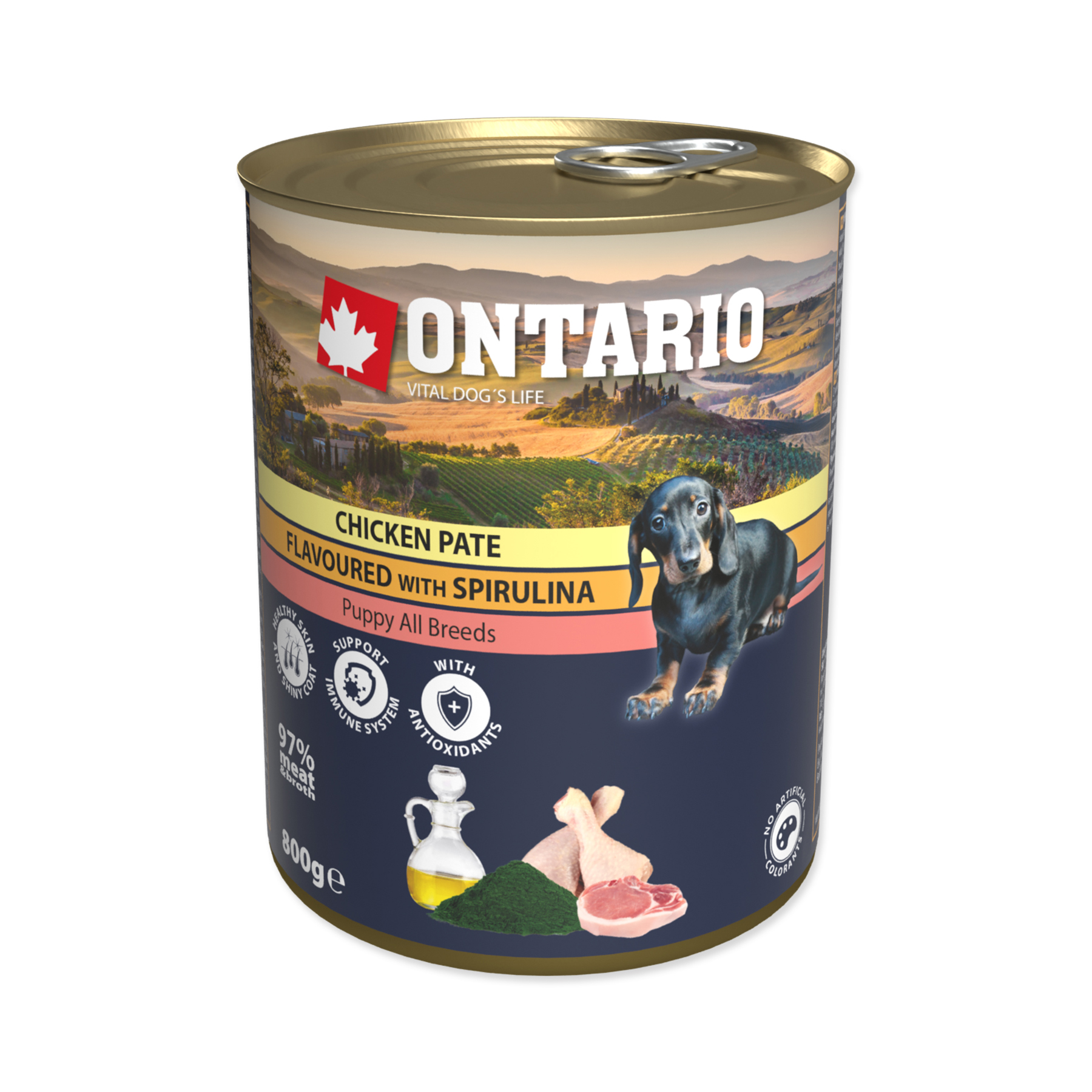 Ontario Puppy Kuřecí paté se spirulinou konzerva 800 g Ontario