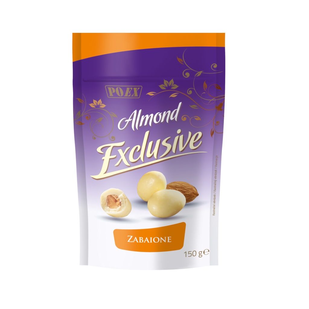 POEX Almond Exclusive Mandle v bílé čokoládě s vaječným likérem 150 g POEX