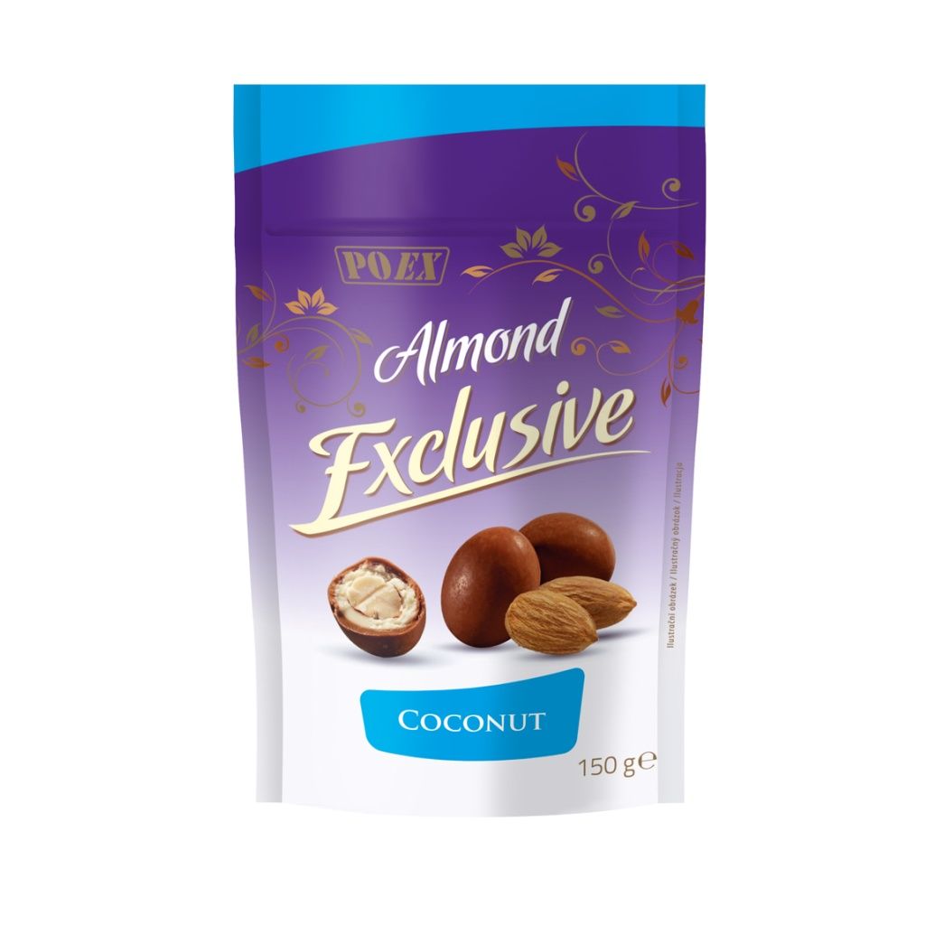 POEX Almond Exclusive Mandle v mléčné čokoládě s kokosem 150 g POEX