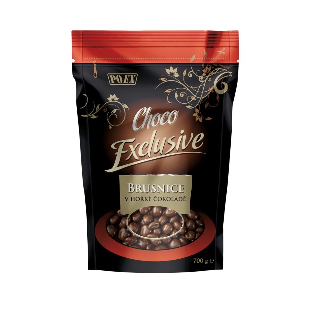 POEX Choco Exclusive Brusinky v hořké čokoládě 700 g POEX