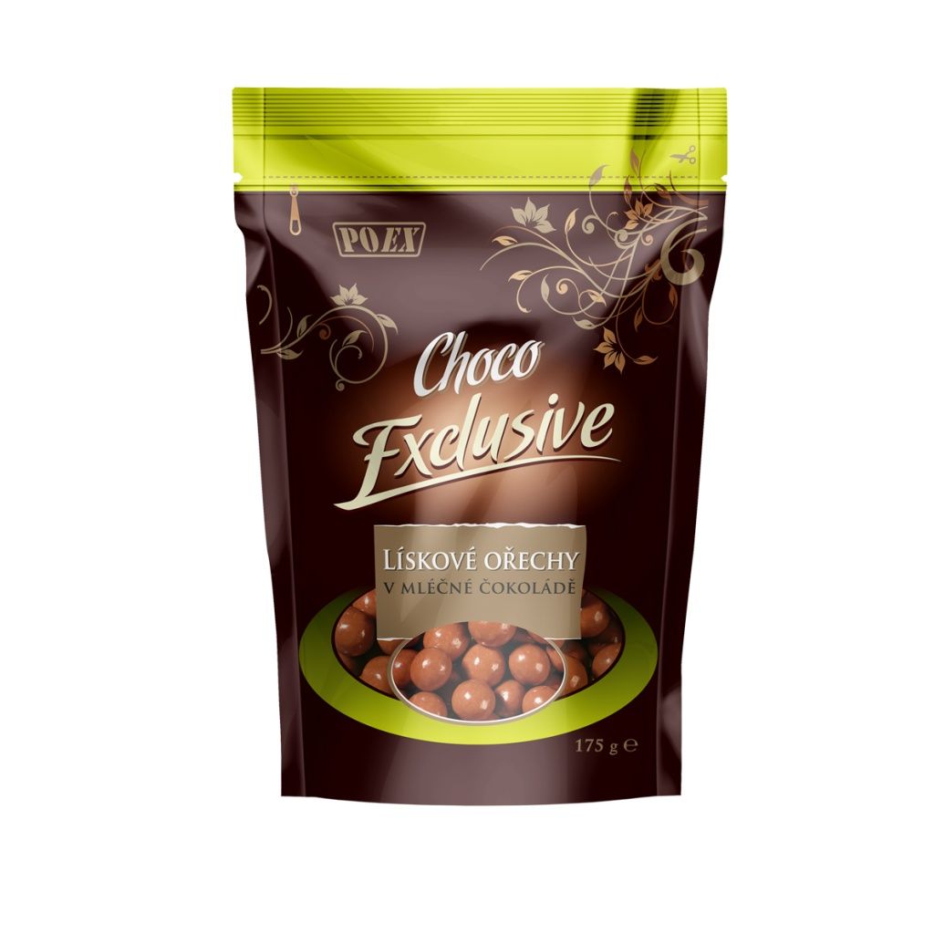 POEX Choco Exclusive Lískové ořechy v mléčné čokoládě 175 g POEX