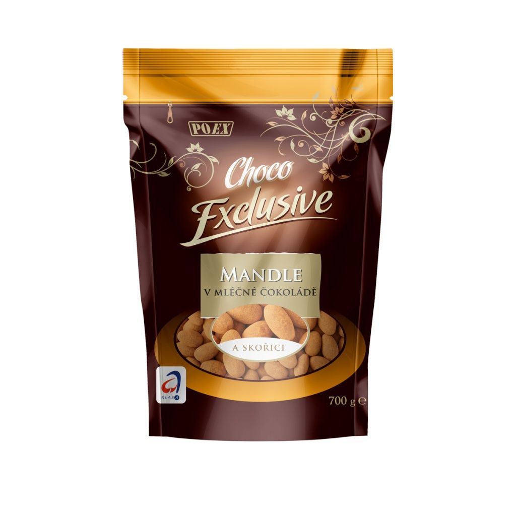 POEX Choco Exclusive Mandle v mléčné čokoládě a skořici 700 g POEX