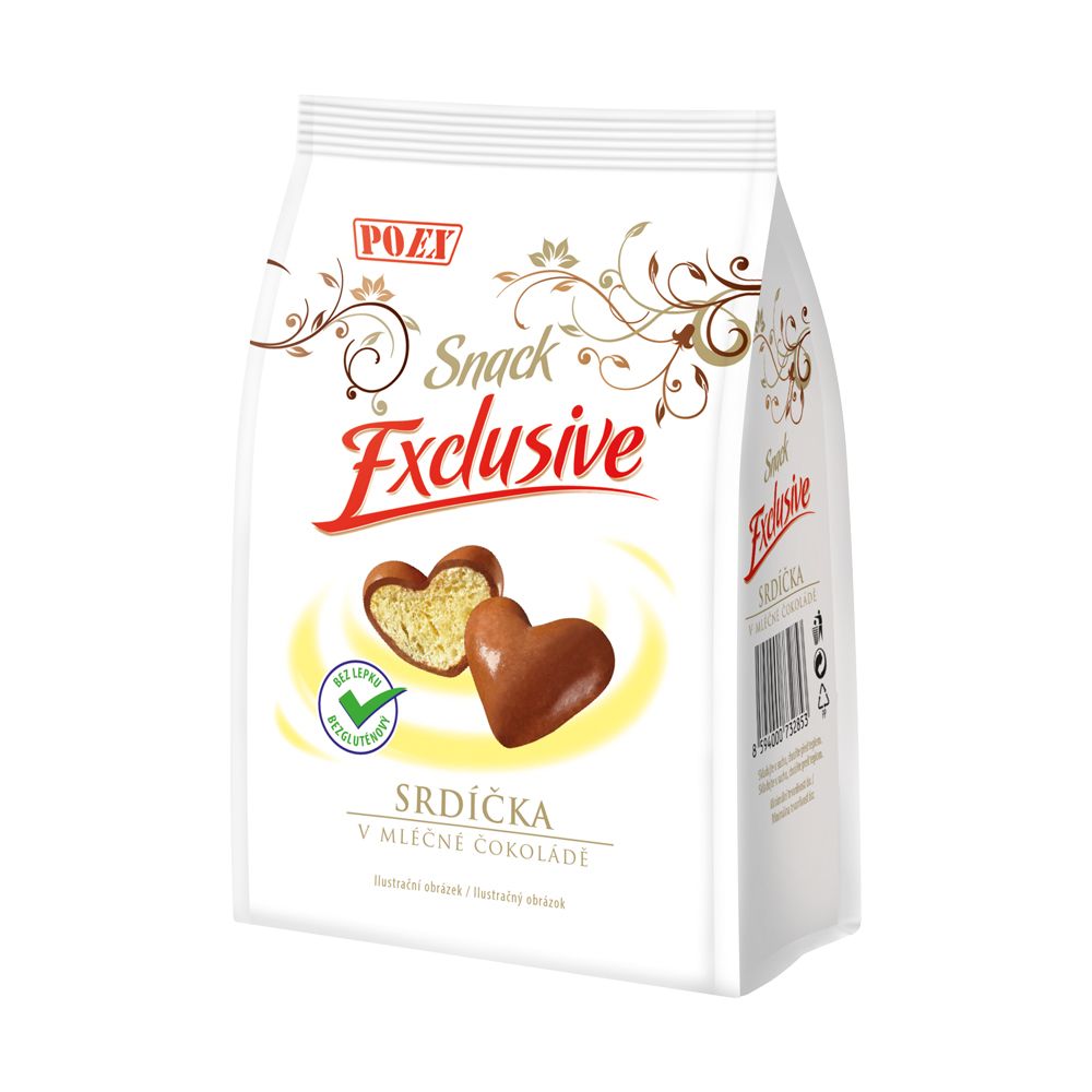 POEX Snack Exclusive Srdíčka v mléčné čokoládě 90 g POEX