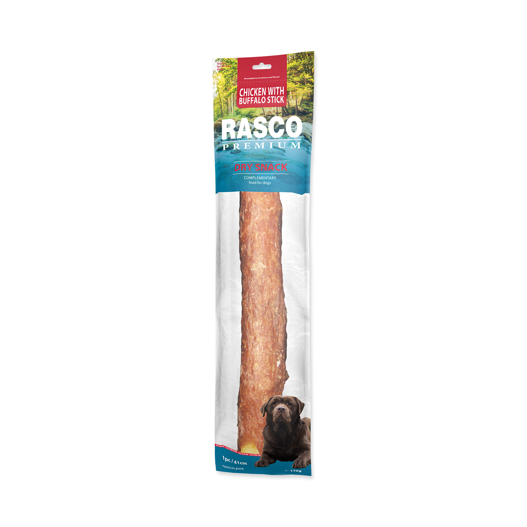 Rasco Premium Bůvolí tyčinka obalená kuřecím 41 cm 170 g Rasco Premium