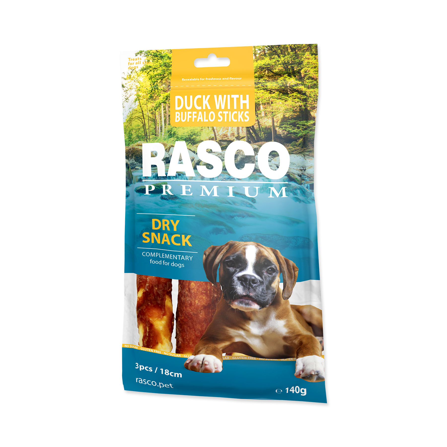 Rasco Premium Bůvolí tyčinky obalené kachním 3 ks 18 cm 140 g Rasco Premium