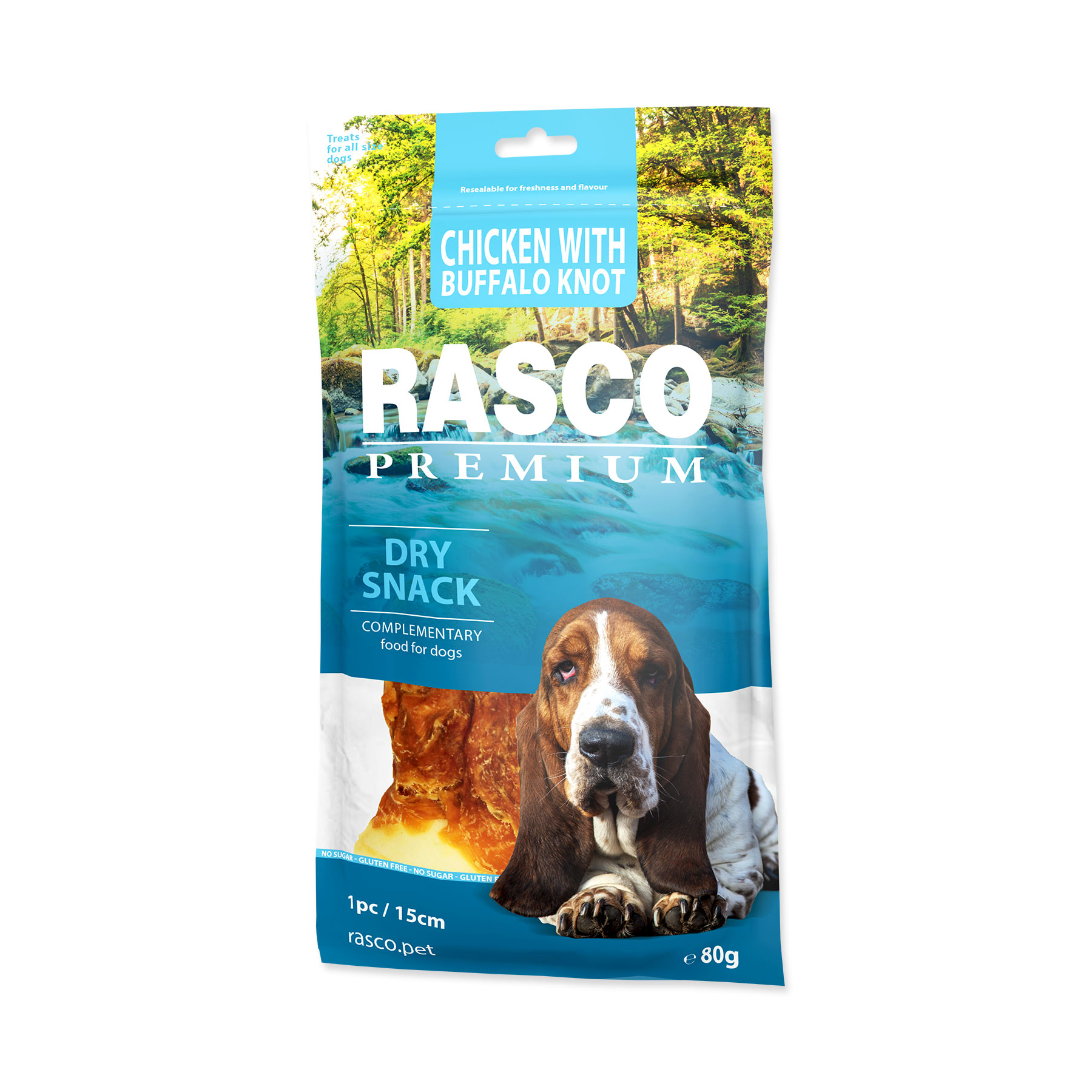 Rasco Premium Bůvolí uzel obalený kuřecím 15 cm 80 g Rasco Premium