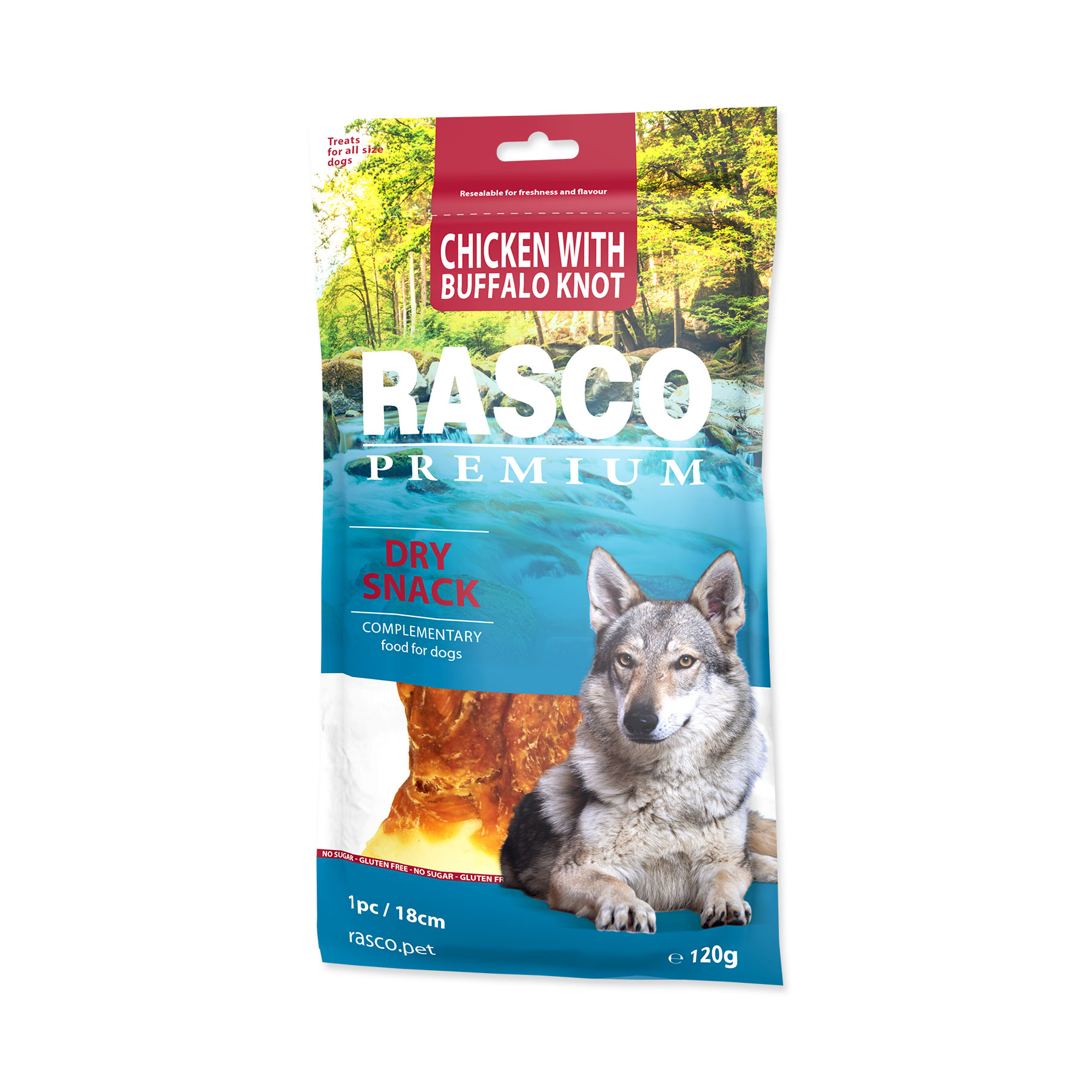 Rasco Premium Bůvolí uzel obalený kuřecím 18 cm 120 g Rasco Premium
