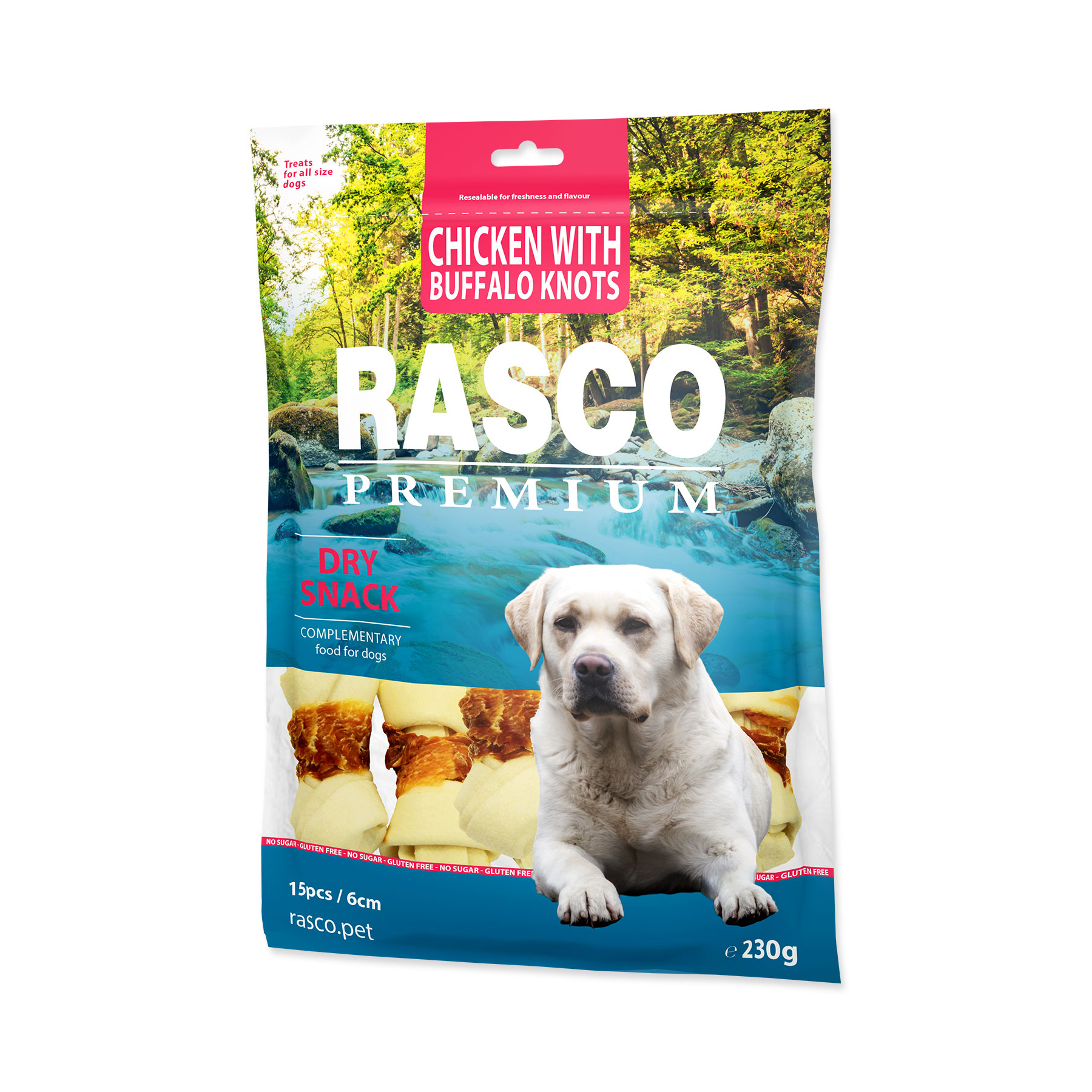 Rasco Premium Bůvolí uzle obalené kuřecím 6 cm 230 g Rasco Premium