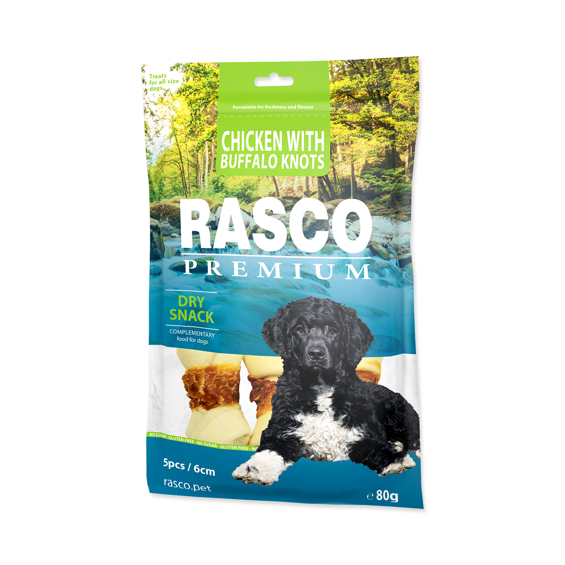 Rasco Premium Bůvolí uzle obalené kuřecím 6 cm 80 g Rasco Premium