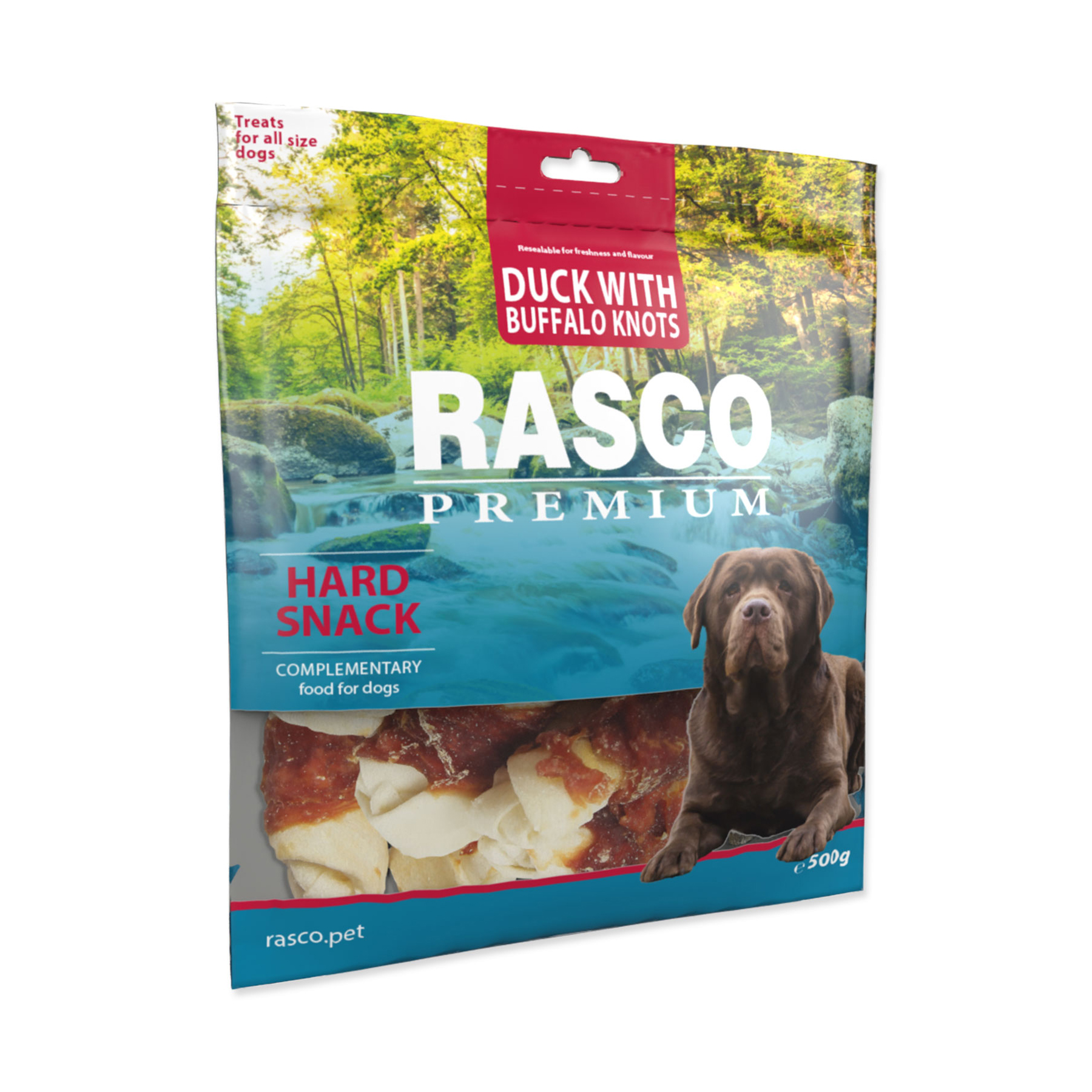 Rasco Premium Bůvolí uzle s kachním masem 5 cm 500 g Rasco Premium