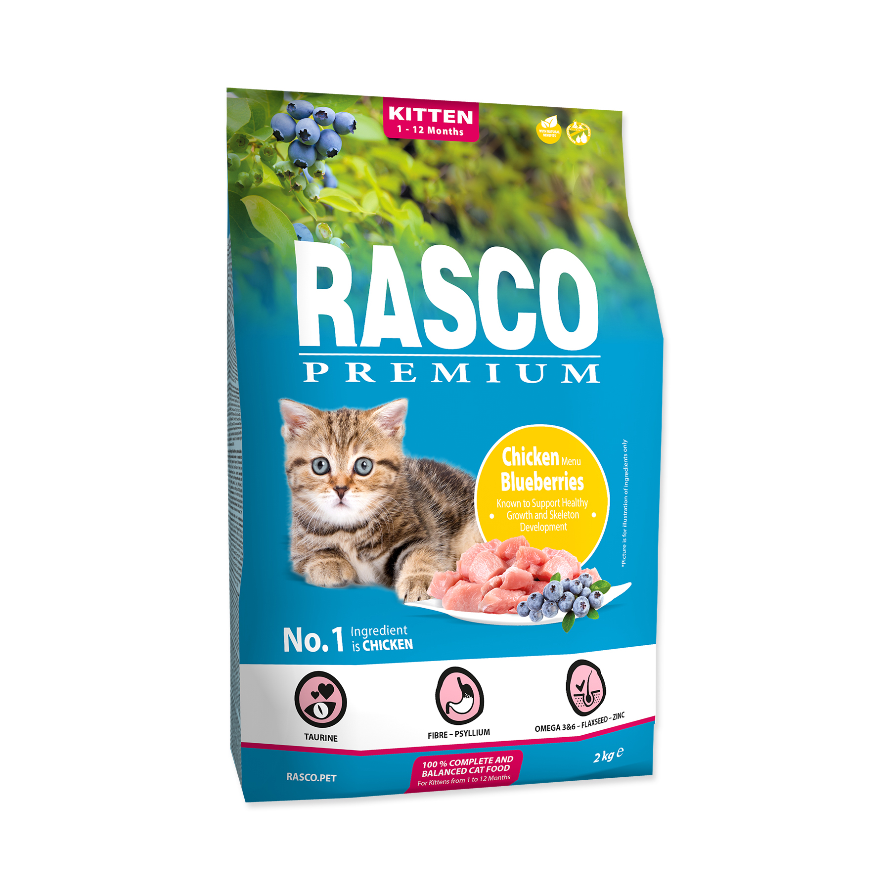 Rasco Premium Kitten Kuřecí s borůvkou granule 2 kg Rasco Premium