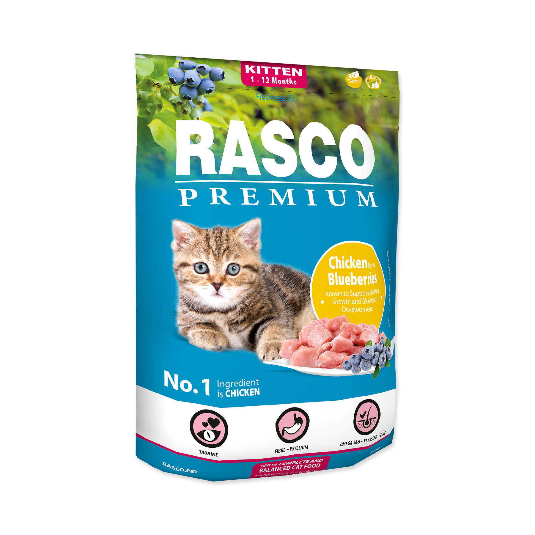 Rasco Premium Kitten Kuřecí s borůvkou granule 400 g Rasco Premium