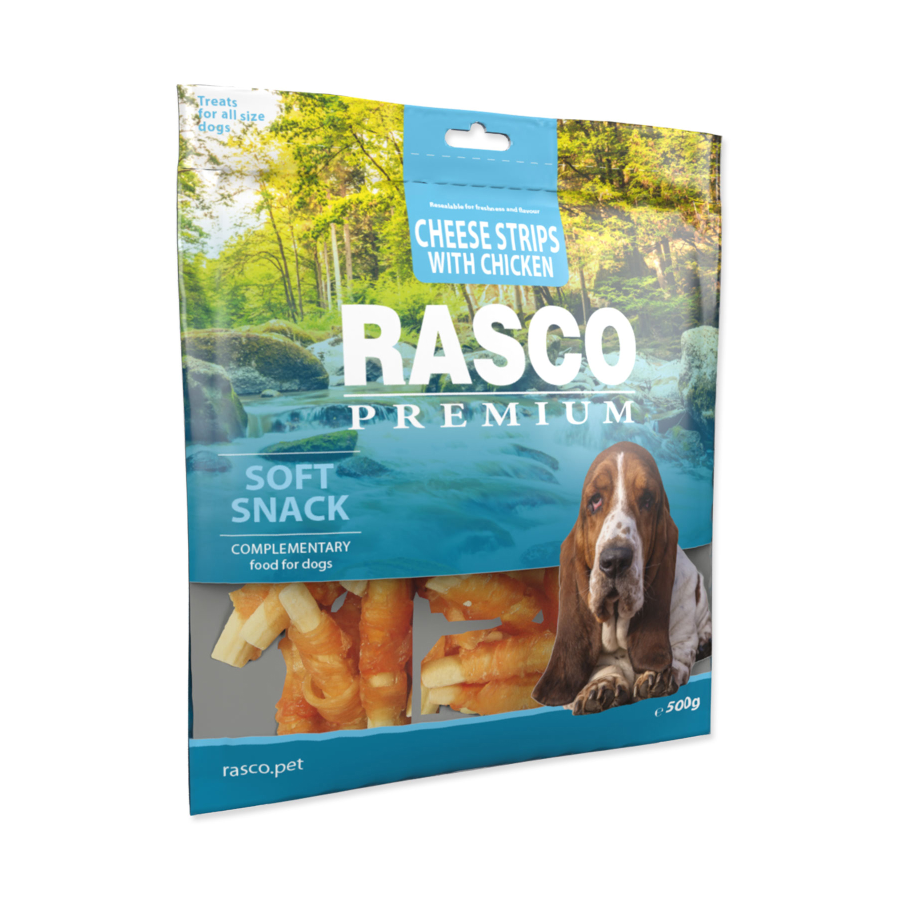 Rasco Premium Proužky sýru obalené kuřecím 500 g Rasco Premium
