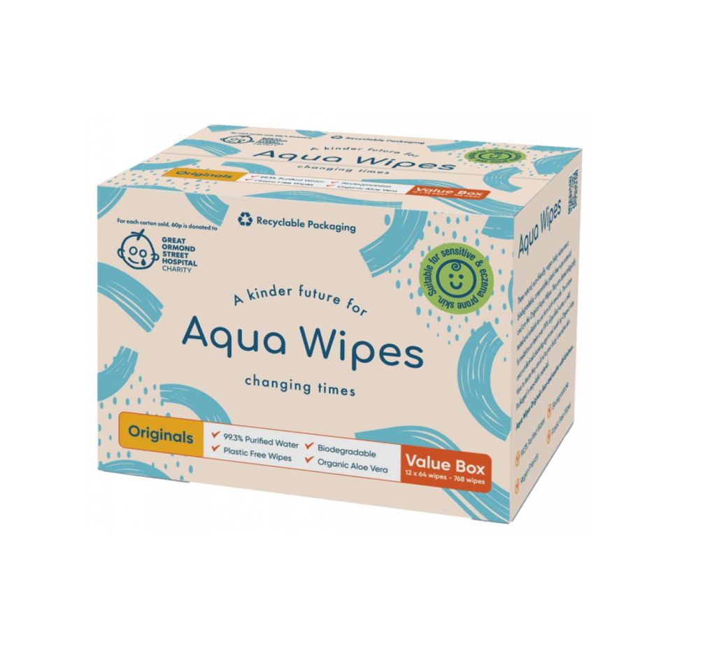 Aqua Wipes BIO Aloe Vera 100% rozložitelné ubrousky 99 % vody 12x64 ks Aqua Wipes