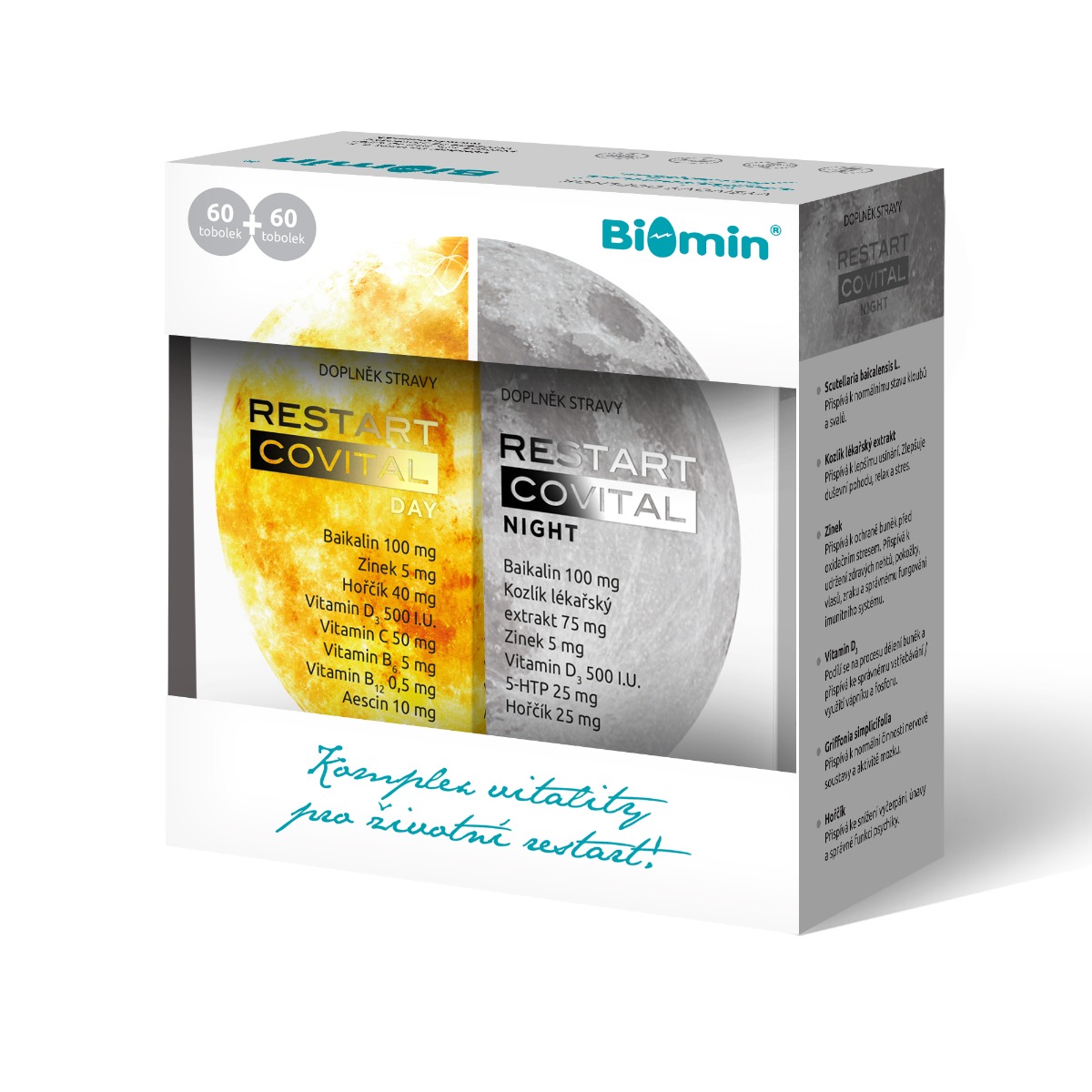 Biomin Restart Covital DAY+NIGHT dárkové balení 60+60 tobolek Biomin