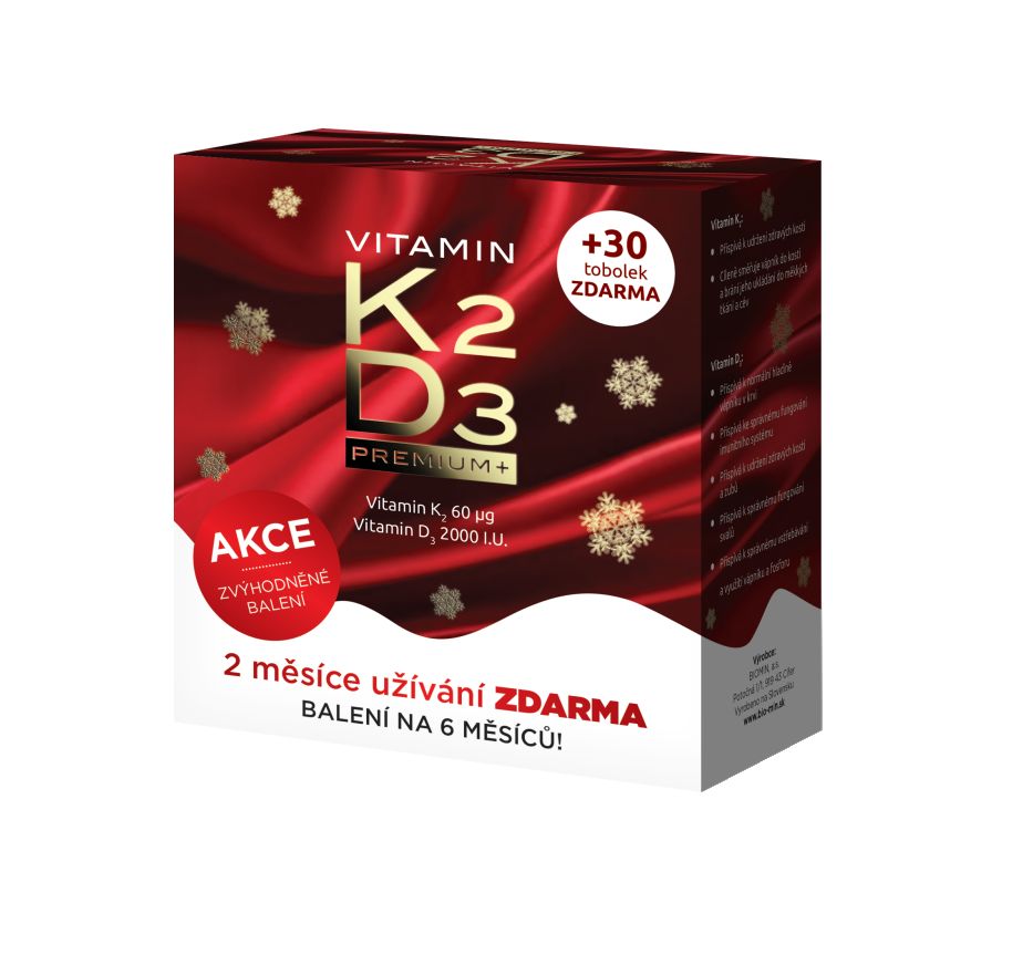 Biomin Vitamin K2 + D3 Premim vánoční balení 90 tobolek Biomin