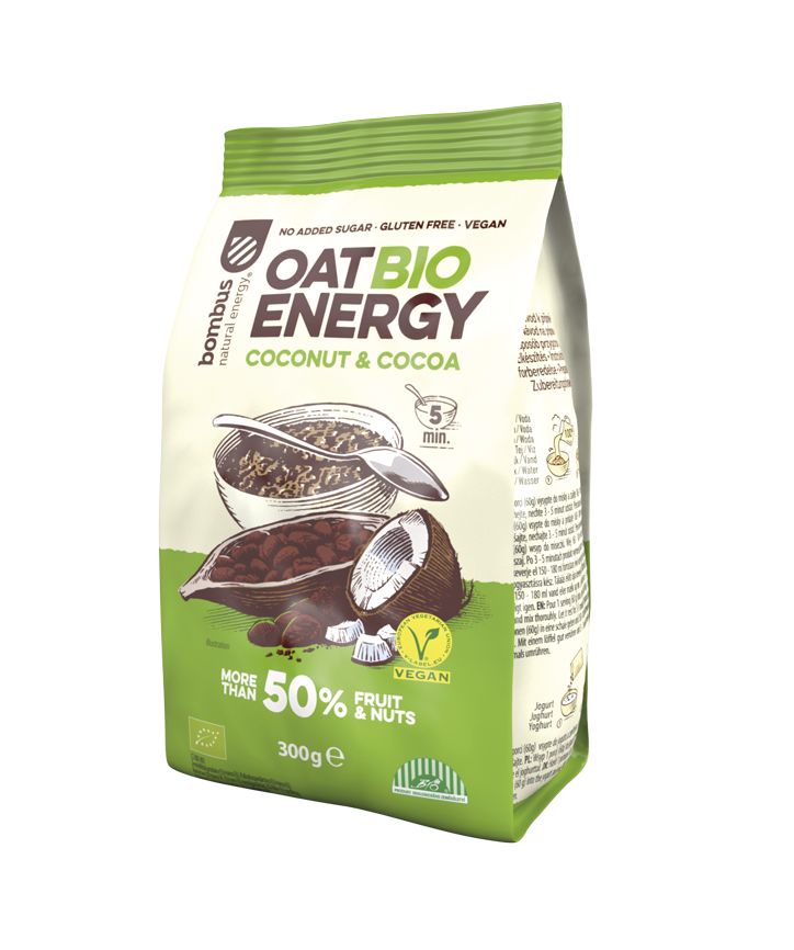 Bombus Oat Energy Coconut & cocoa BIO ovesná kaše 300 g Bombus