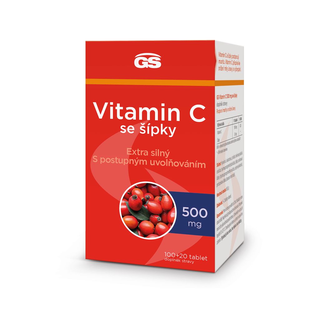 GS Vitamin C 500 se šípky 100+20 tablet GS