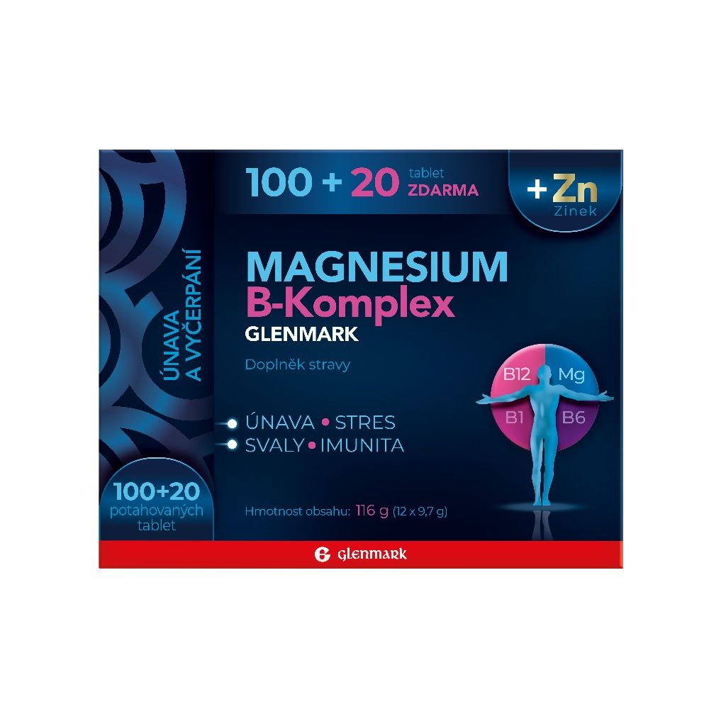 Glenmark Magnesium B-komplex 100+20 tablet Glenmark
