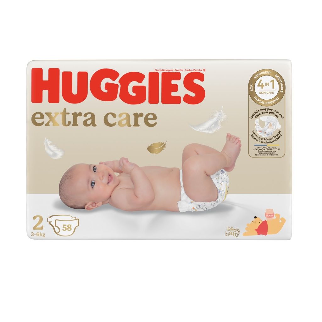 Huggies Extra Care 2 3-6 kg dětské pleny 58 ks Huggies