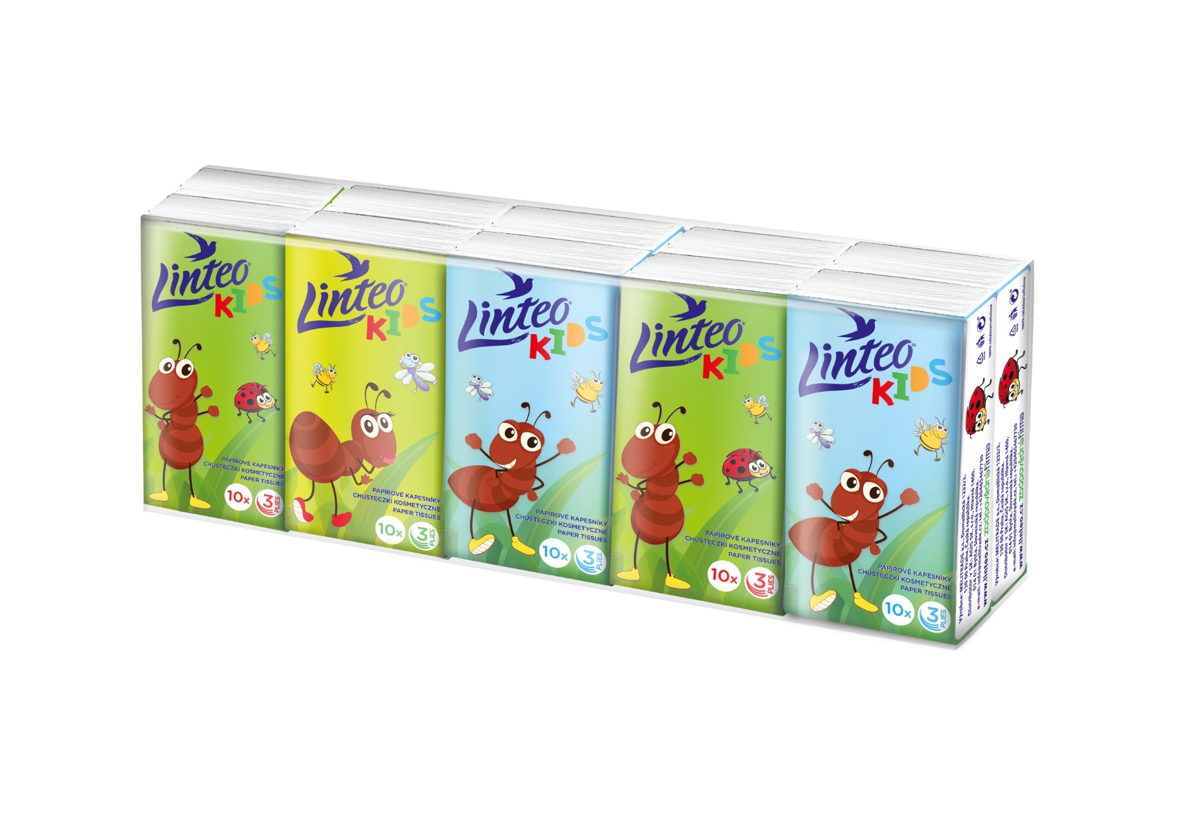 Linteo Kids papírové kapesníky 3 vrstvé 10x10 ks Linteo