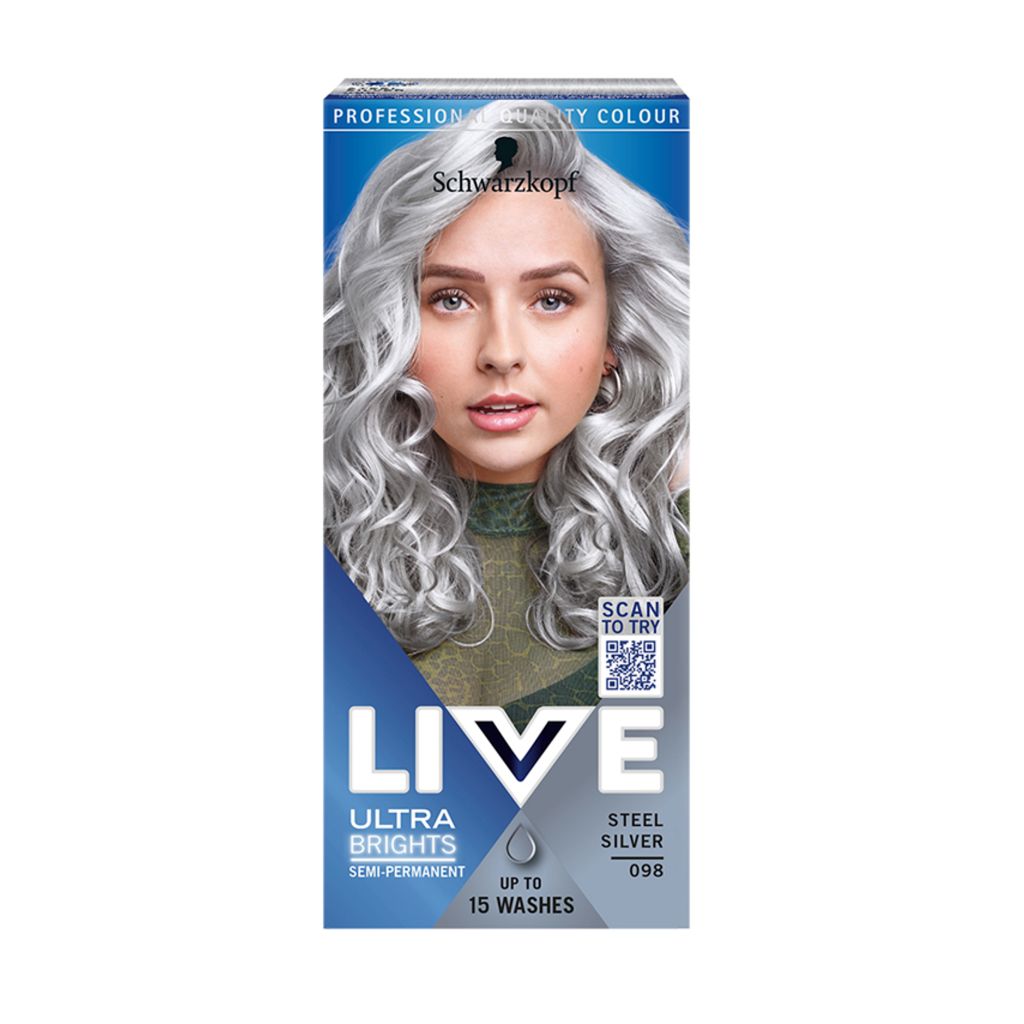 Live Ultra Brights Barva na vlasy 098 ocelově stříbrná 60 ml Live