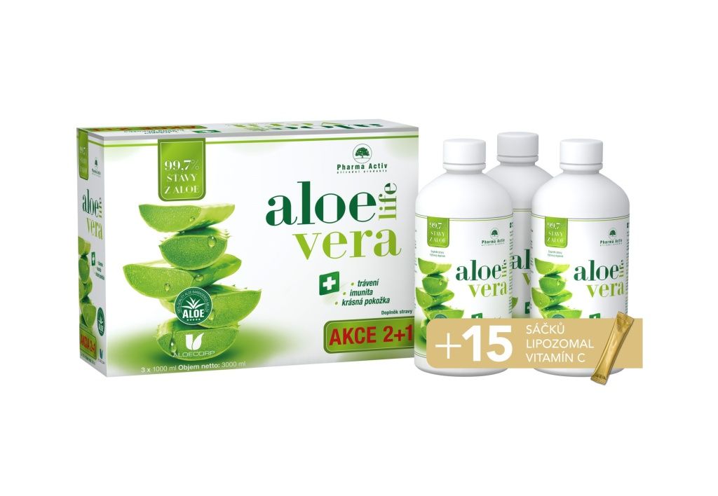 Pharma Activ AloeVeraLife 3x1000 ml + LIPOZOMAL vit. C 15 sáčků Pharma Activ