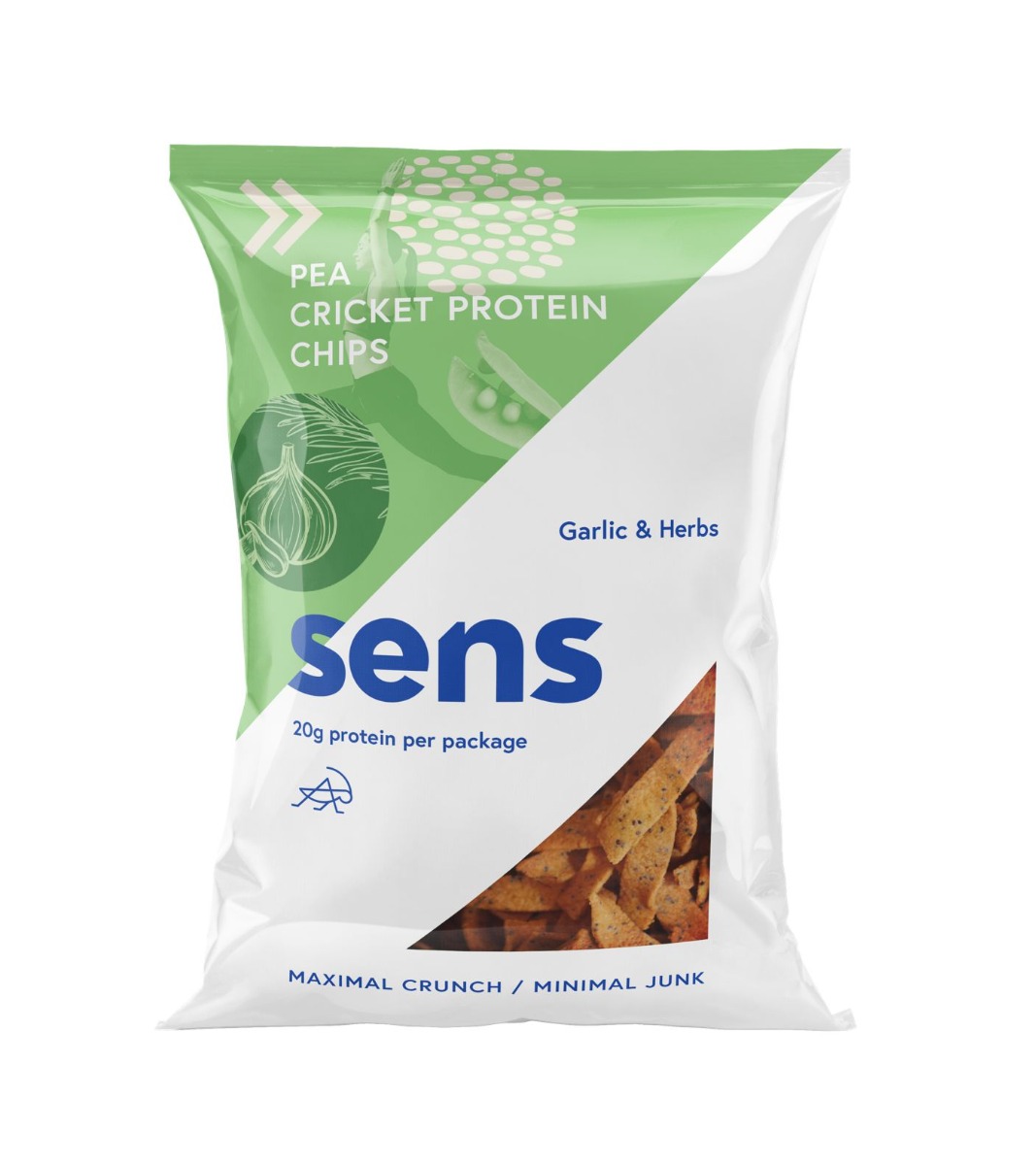 SENS Cvrččí Protein chipsy Česnek & Bylinky 80 g SENS