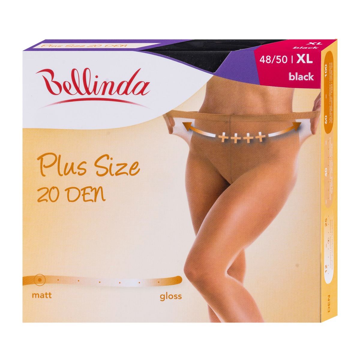 Bellinda Plus Size 20 DEN vel. XL punčochové kalhoty černé Bellinda