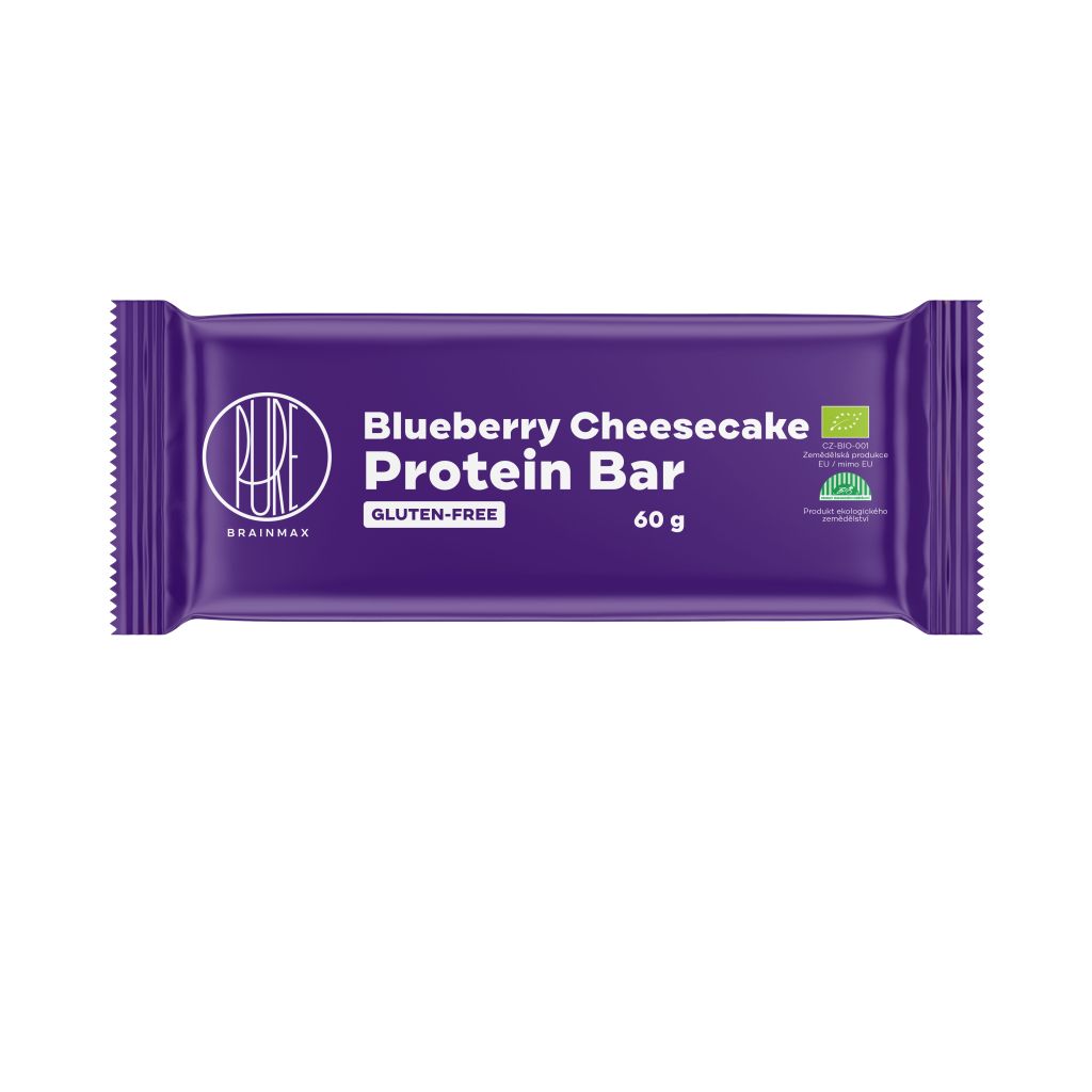 BrainMax Pure Proteinová tyčinka Borůvkový cheesecake BIO 60 g BrainMax Pure