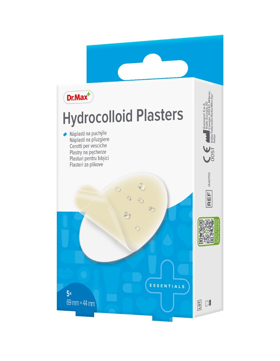 Dr. Max Hydrocolloid Plasters 69 x 44 mm náplasti na puchýře 5 ks Dr. Max