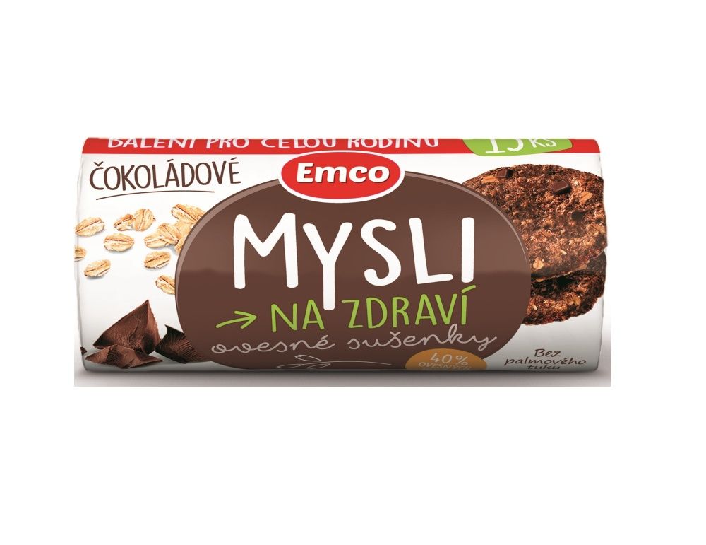 Emco Mysli na zdraví Ovesné sušenky čokoládové 15 ks Emco