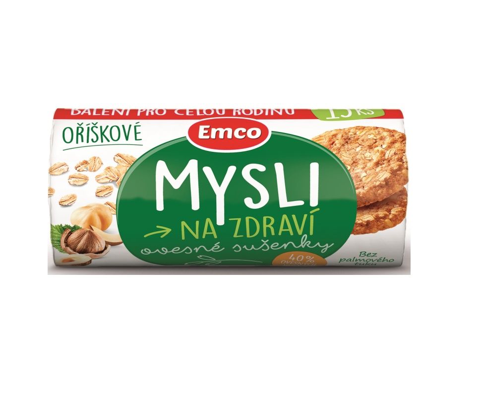 Emco Mysli na zdraví Ovesné sušenky oříškové 15 ks Emco