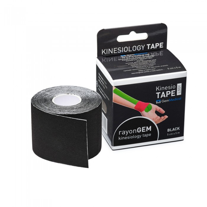 GM rayon kinesiology tape hedvábný 5 cm x 5 m black GM