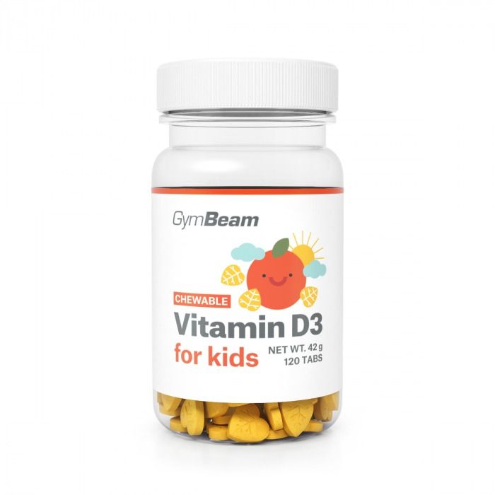 GymBeam Vitamín D3 pro děti 120 cucacích tablet GymBeam